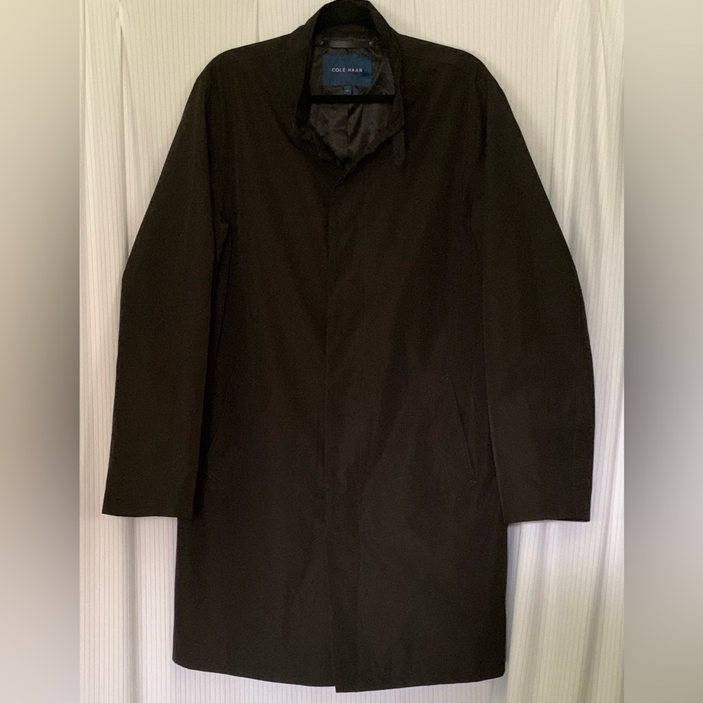 Cole Haan Trench Coat Fully Lined Straight Cut Hidden Buttons Deep Pockets